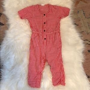 H&M Girls Red striped jumpsuit